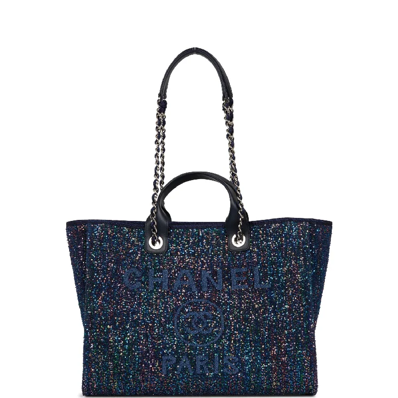 Seasonal Sale Bags Chanel Large Deauville Shopping Tote Blue Sequin Boucle Silver Hardware Seasonal Sale Bags Chanel Large Deauville Shopping Tote Blue Sequin Boucle Silver Hardware