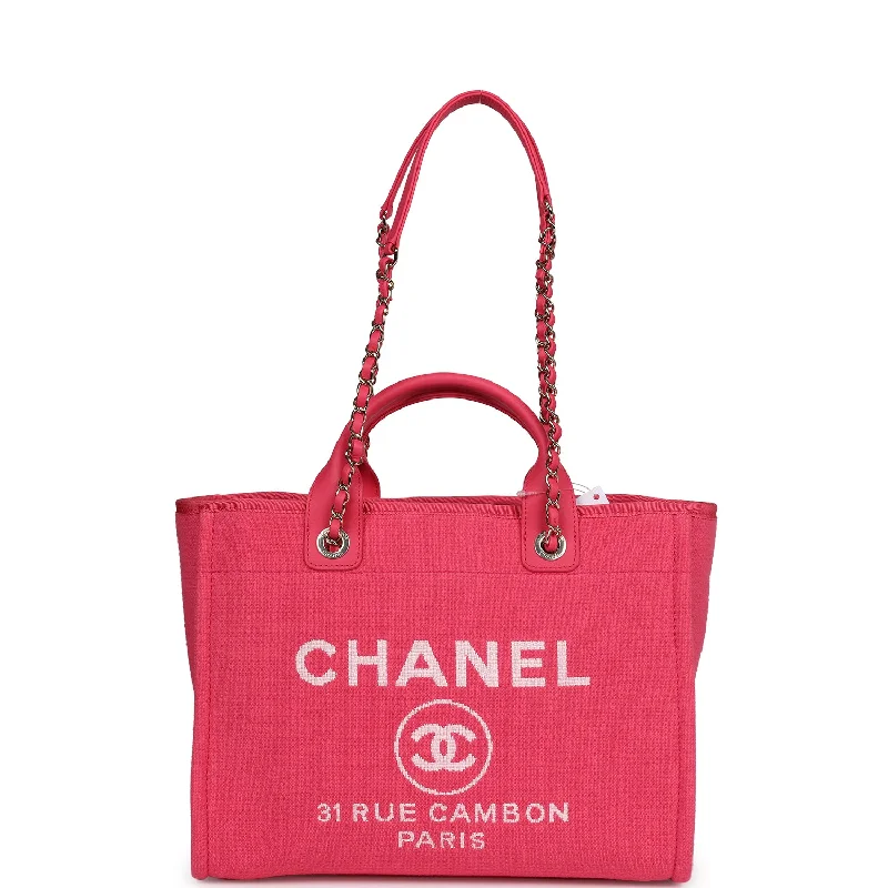 Glamorous Bags For Evening Events And Parties Chanel Small Deauville Shopping Tote Hot Pink Canvas Light Gold Hardware Glamorous Bags For Evening Events And Parties Chanel Small Deauville Shopping Tote Hot Pink Canvas Light Gold Hardware