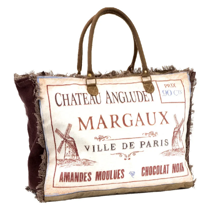 Glamorous Bags For Evening Events And Parties Chateau Angludet Margaux Frayed Tote with Strap Glamorous Bags For Evening Events And Parties Chateau Angludet Margaux Frayed Tote with Strap