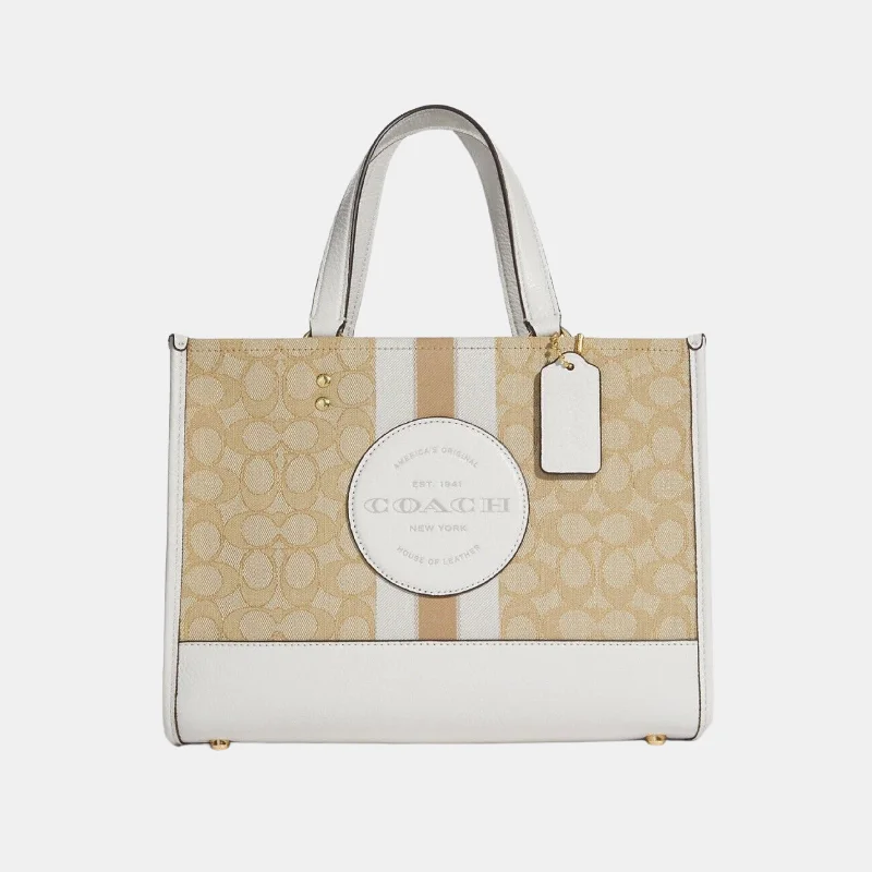 Vibrant Bags With Discounts Coach Dempsey Carryall Tote Signature Khaki White Jacquard Stripe Patch Bag Vibrant Bags With Discounts Coach Dempsey Carryall Tote Signature Khaki White Jacquard Stripe Patch Bag