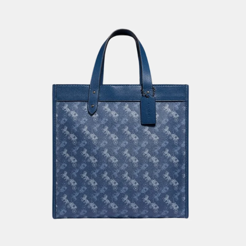 Eco-Friendly Bags For Sustainable Fashion Lovers Coach Field Tote In Signature Canvas With Horse And Carriage Print Bag - Blue Eco-Friendly Bags For Sustainable Fashion Lovers Coach Field Tote In Signature Canvas With Horse And Carriage Print Bag - Blue