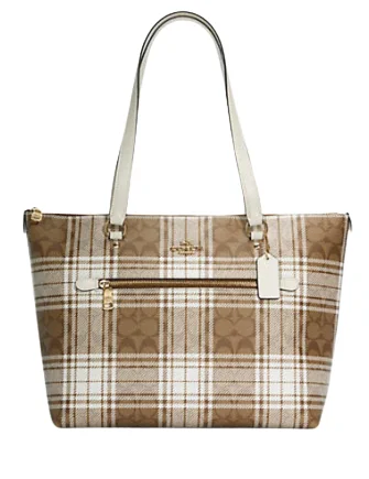 Elegant New Year Party Bags With Flash Sales Coach Gallery Tote In Signature Canvas With Hunting Fishing Plaid Print Elegant New Year Party Bags With Flash Sales Coach Gallery Tote In Signature Canvas With Hunting Fishing Plaid Print