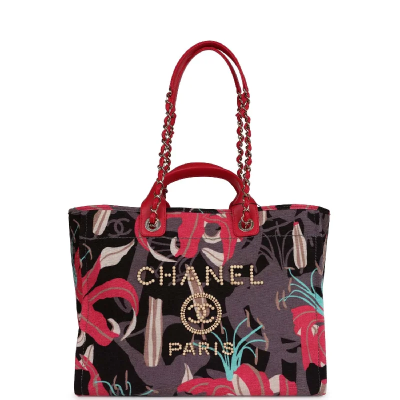 Inspired Bags For Luxury Fashion Lovers Chanel Small Deauville Shopping Tote Grey and Pink Tropical Floral Velvet Light Gold Hardware Inspired Bags For Luxury Fashion Lovers Chanel Small Deauville Shopping Tote Grey and Pink Tropical Floral Velvet Light Gold Hardware