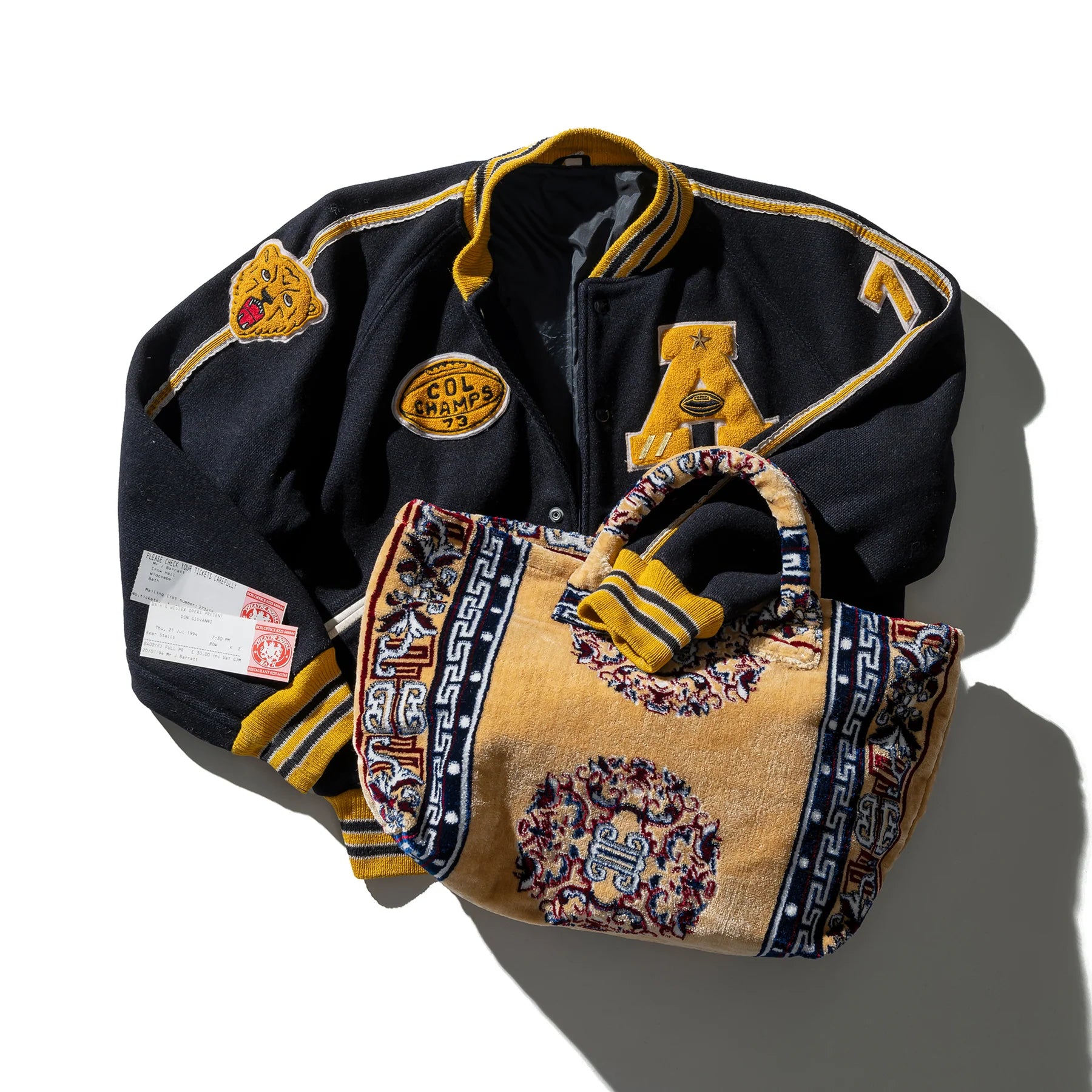 Handbag For Women Polyester Cotton Rug Fabric Bag Yellow