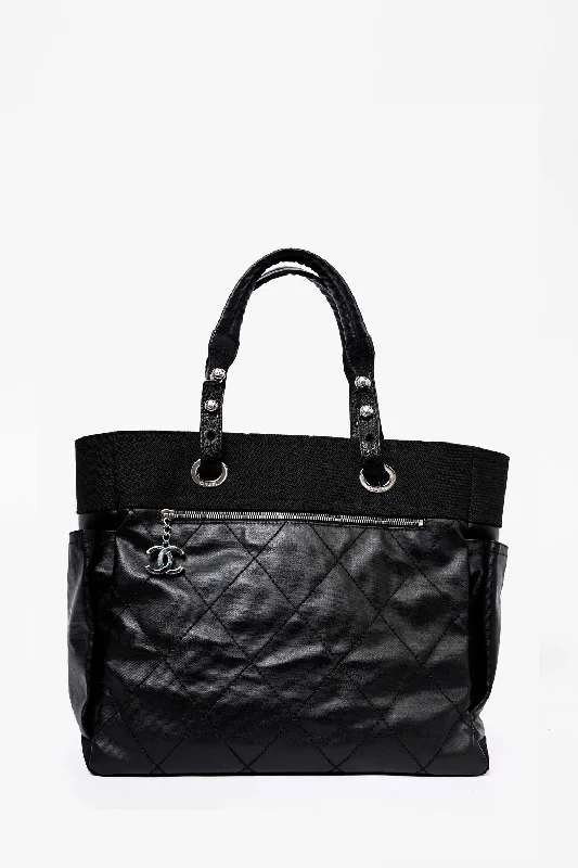 New Year Party Bag For Celebrations Pre-Loved Chanel™ 2012 Black Leather/Canvas 'Paris Biarritz' Tote Bag New Year Party Bag For Celebrations Pre-Loved Chanel™ 2012 Black Leather/Canvas 'Paris Biarritz' Tote Bag