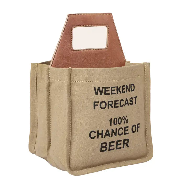 Compact Bags For Minimalist Travelers Weekend Forecast 100% Chance of Beer 6 Pack Canvas Tote Compact Bags For Minimalist Travelers Weekend Forecast 100% Chance of Beer 6 Pack Canvas Tote