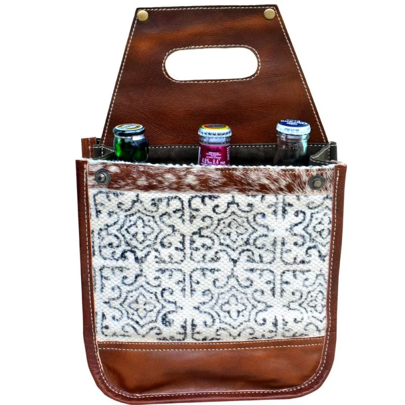 Lightweight And Functional Bags For Travel And Work White Pattern & Cow Hide Bottle 6 Pack Canvas Tote Lightweight And Functional Bags For Travel And Work White Pattern & Cow Hide Bottle 6 Pack Canvas Tote