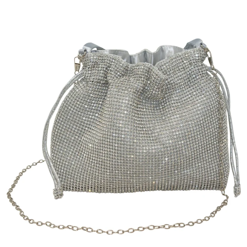 Bags For Free-Spirited And Artistic Styles Sparkly Diamante Silver Draw String Shoulder Bag perfect eye-catching Silver handbag Gift Present Wedding Party Valentines Gift For Her Bags For Free-Spirited And Artistic Styles Sparkly Diamante Silver Draw String Shoulder Bag perfect eye-catching Silver handbag Gift Present Wedding Party Valentines Gift For Her