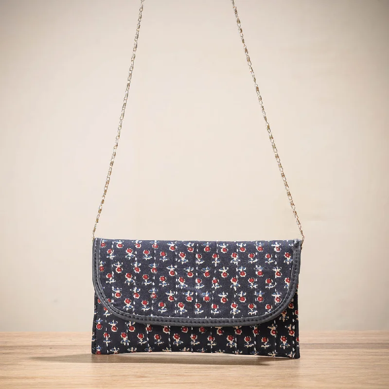Customizable Bags For Personalized Style Black - Marudhara Printed Cotton Running Stitch Clutch Customizable Bags For Personalized Style Black - Marudhara Printed Cotton Running Stitch Clutch
