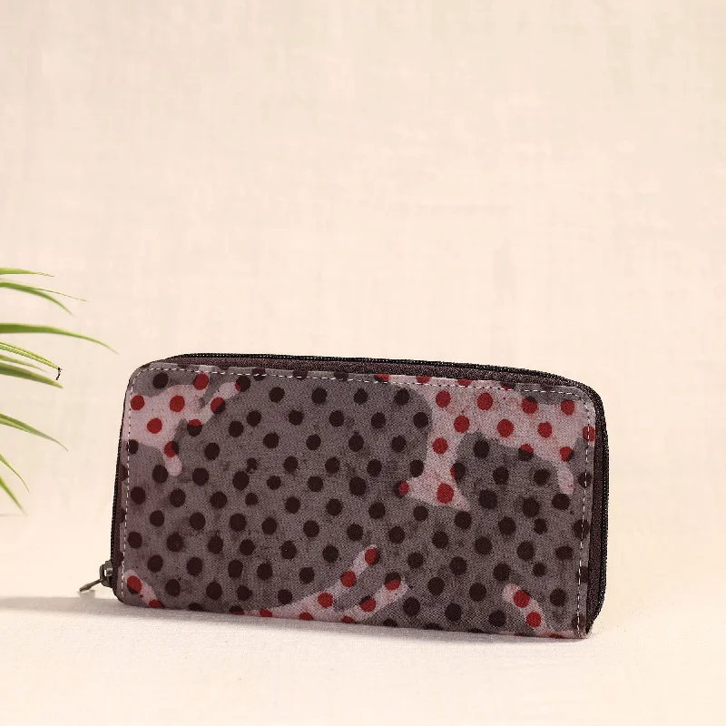 Seasonal Clearance Bags For Summer Grey - Handcrafted Block Printed Fabric Clutch Wallet Seasonal Clearance Bags For Summer Grey - Handcrafted Block Printed Fabric Clutch Wallet