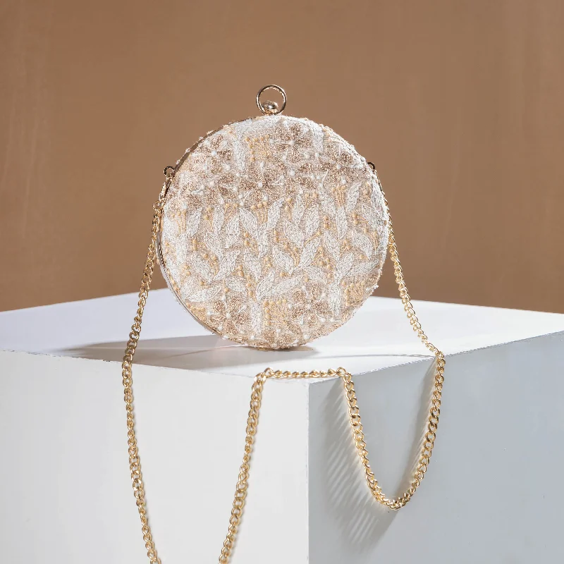 Stylish Bags For Fashion Bloggers Beige - Chikankari Zari Hand Embroidered Tussar Silk Clutch/Sling Bag Stylish Bags For Fashion Bloggers Beige - Chikankari Zari Hand Embroidered Tussar Silk Clutch/Sling Bag