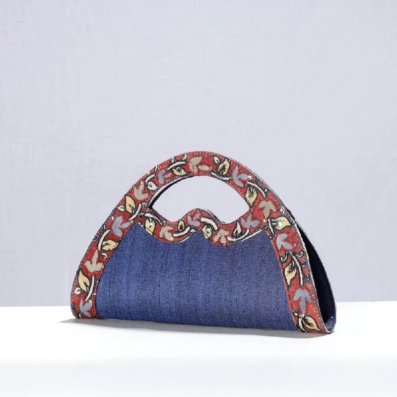 Bold And Flash-Sale Bags Blue - Handpainted Kalamkari Natural Dyed Ghicha Silk Hand Clutch Bag Bold And Flash-Sale Bags Blue - Handpainted Kalamkari Natural Dyed Ghicha Silk Hand Clutch Bag