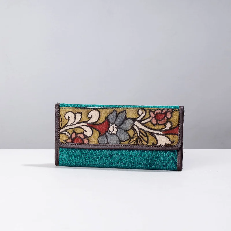 Luxury Bags For Working Professionals Green - Handpainted Kalamkari Natural Dyed Cotton Clutch Luxury Bags For Working Professionals Green - Handpainted Kalamkari Natural Dyed Cotton Clutch