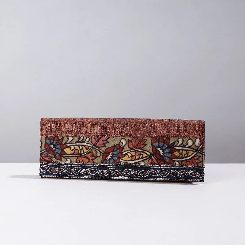 Active Lifestyles Brown - Handpainted Kalamkari Natural Dyed Ghicha Silk Clutch