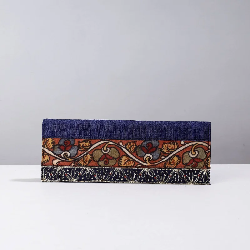 Designer Bags For Luxury Collectors Blue - Handpainted Kalamkari Natural Dyed Ghicha Silk Clutch Designer Bags For Luxury Collectors Blue - Handpainted Kalamkari Natural Dyed Ghicha Silk Clutch
