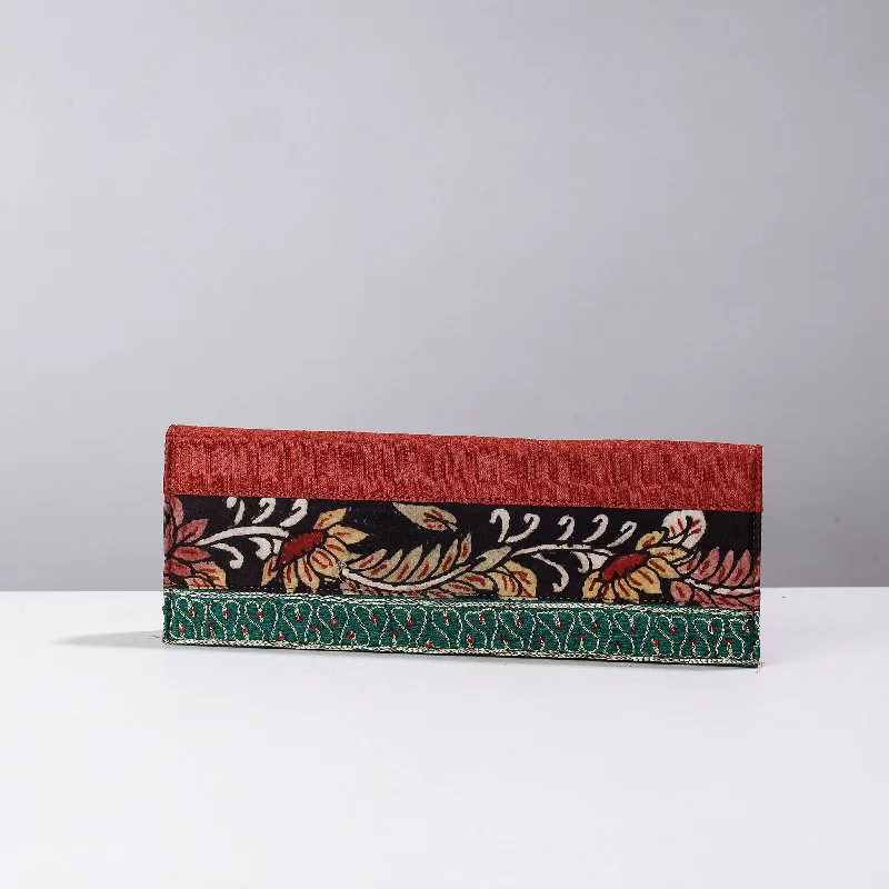 Edgy Bags For Bold And Daring Fashionistas Red - Handpainted Kalamkari Natural Dyed Ghicha Silk Clutch Edgy Bags For Bold And Daring Fashionistas Red - Handpainted Kalamkari Natural Dyed Ghicha Silk Clutch