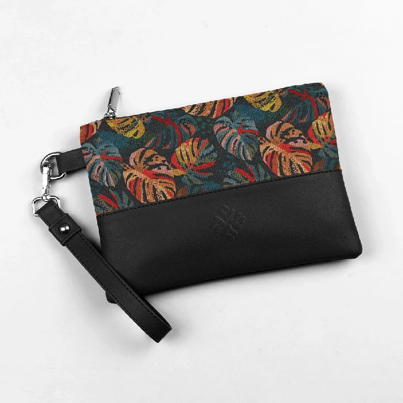 Lightweight And Functional Bags For Travel And Work Black Toiletry Pouch Big Leaves Lightweight And Functional Bags For Travel And Work Black Toiletry Pouch Big Leaves