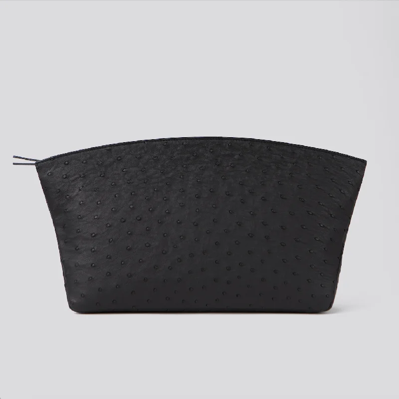Lightweight And Functional Bags For Travel And Work BLAKE LARGE BLACK OSTRICH CLUTCH Lightweight And Functional Bags For Travel And Work BLAKE LARGE BLACK OSTRICH CLUTCH
