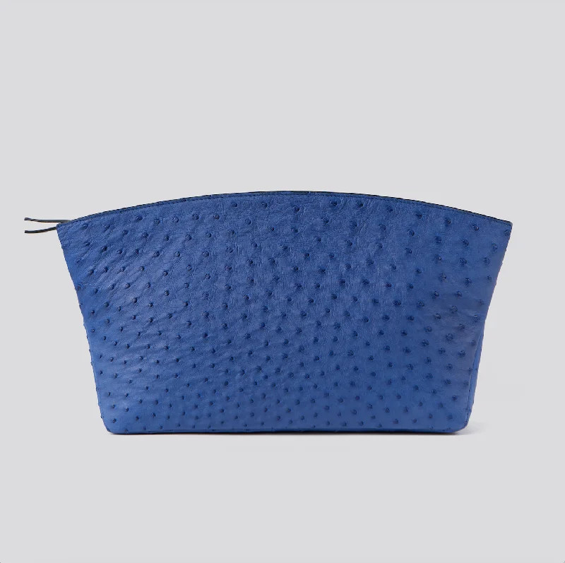 Trendy And Discounted Designer Handbags BLAKE LARGE BLUE OSTRICH CLUTCH