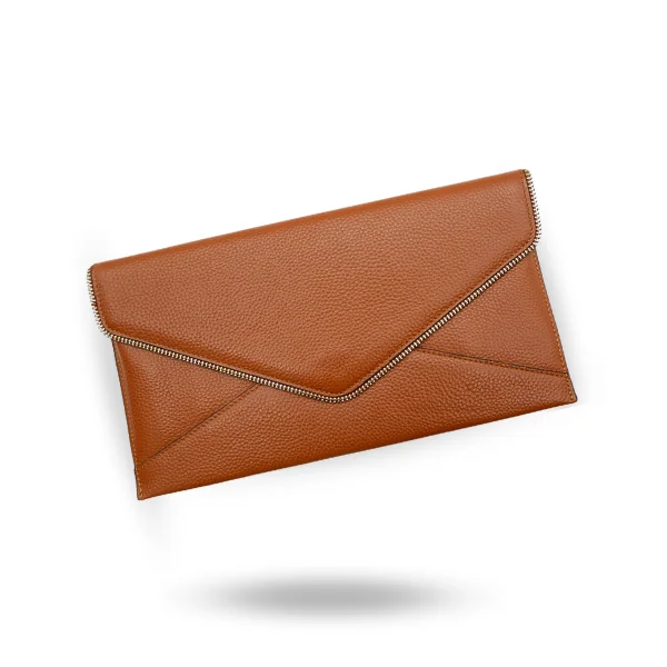Festive Holiday Gift Bags CASTLECRAG - Brown Genuine Pebbled Leather Clutch with Zipper Detailing Festive Holiday Gift Bags CASTLECRAG - Brown Genuine Pebbled Leather Clutch with Zipper Detailing