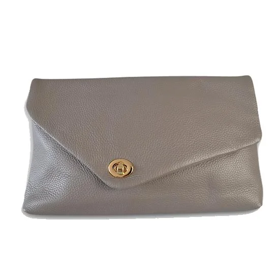 Bags For Minimalist And Functional Design CENTENNIAL PARK - Womens Grey Pebbled Leather Clutch Bag Bags For Minimalist And Functional Design CENTENNIAL PARK - Womens Grey Pebbled Leather Clutch Bag