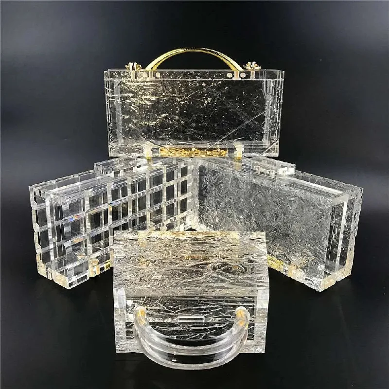 Seasonal Clearance Bags For Summer, Winter, Etc. Cracked Acrylic Clutch (variety)