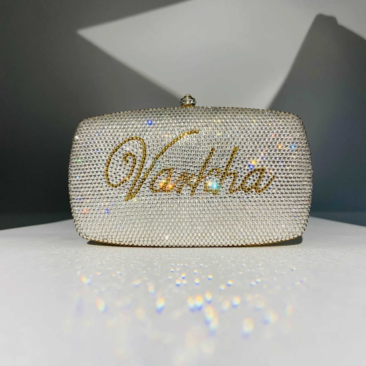 Bag For Luxury Lovers Customized Name Crystal Studded Clutch