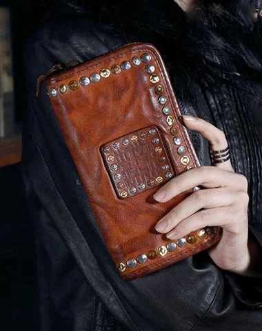 Office Professionals Genuine Leather Mens Cool Long Leather Wallet Biker Wallet Zipper Clutch Wallet for Men Office Professionals Genuine Leather Mens Cool Long Leather Wallet Biker Wallet Zipper Clutch Wallet for Men
