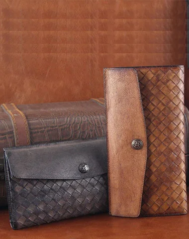 Bags For Playful And Chic Styles Handmade Leather Mens Clutch Cool Braided Wallet Clutch Wristlet Wallet for Men Bags For Playful And Chic Styles Handmade Leather Mens Clutch Cool Braided Wallet Clutch Wristlet Wallet for Men