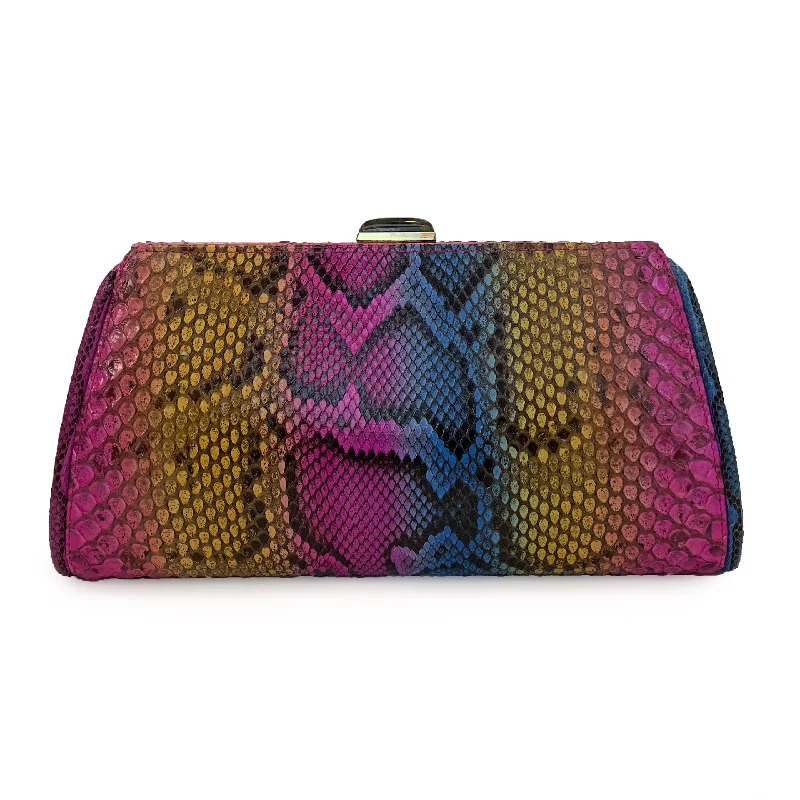 Inspired Bags For Affordable Luxury MEGHAN Large Multi Yellow Pink Blue Python Clutch Inspired Bags For Affordable Luxury MEGHAN Large Multi Yellow Pink Blue Python Clutch