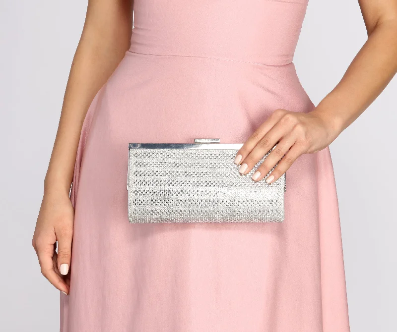 Luxury Bags On Sale Silver Rhinestone Evening Clutch