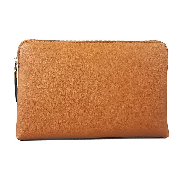Customizable Bags For Personalized Style SORRENTO - Cognac Structured Saffiano Clutch Customizable Bags For Personalized Style SORRENTO - Cognac Structured Saffiano Clutch