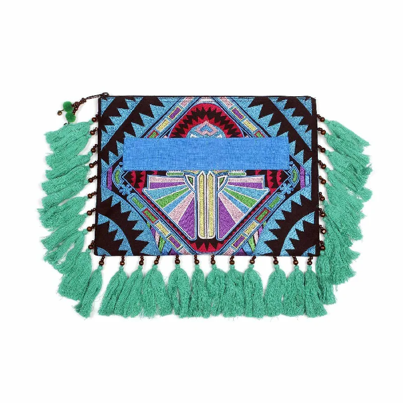 Black Friday Deals On Stylish Handbags Tahj Embroidered Tassel Computer Cover Clutch - Thailand Black Friday Deals On Stylish Handbags Tahj Embroidered Tassel Computer Cover Clutch - Thailand