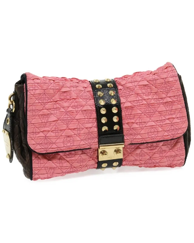 Clearance-Priced Bags Monogram Bunny Clutch Bag Satin Leather Pink Black LV