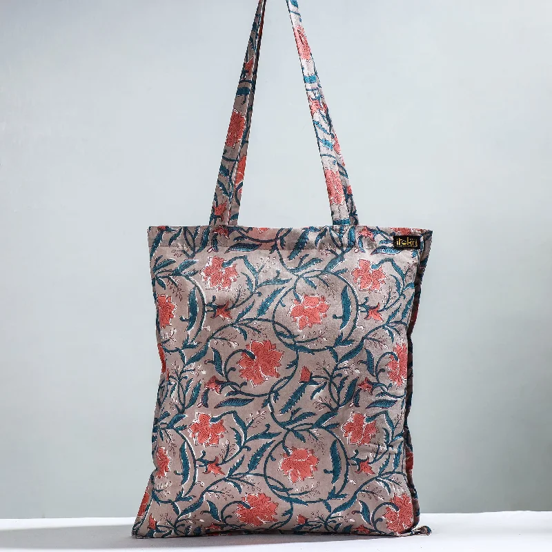 Bag For Luxury Lovers Brown - Sanganeri Block Printed Cotton Jhola Bag