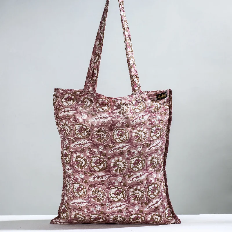 Clearance Bags For Budget Shoppers Purple - Sanganeri Block Printed Cotton Jhola Bag Clearance Bags For Budget Shoppers Purple - Sanganeri Block Printed Cotton Jhola Bag