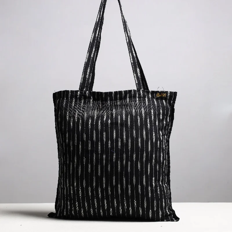 Odor-Resistant And Budget Bags Black - Handcrafted Pochampally Ikat Weave Cotton Jhola Bag Odor-Resistant And Budget Bags Black - Handcrafted Pochampally Ikat Weave Cotton Jhola Bag