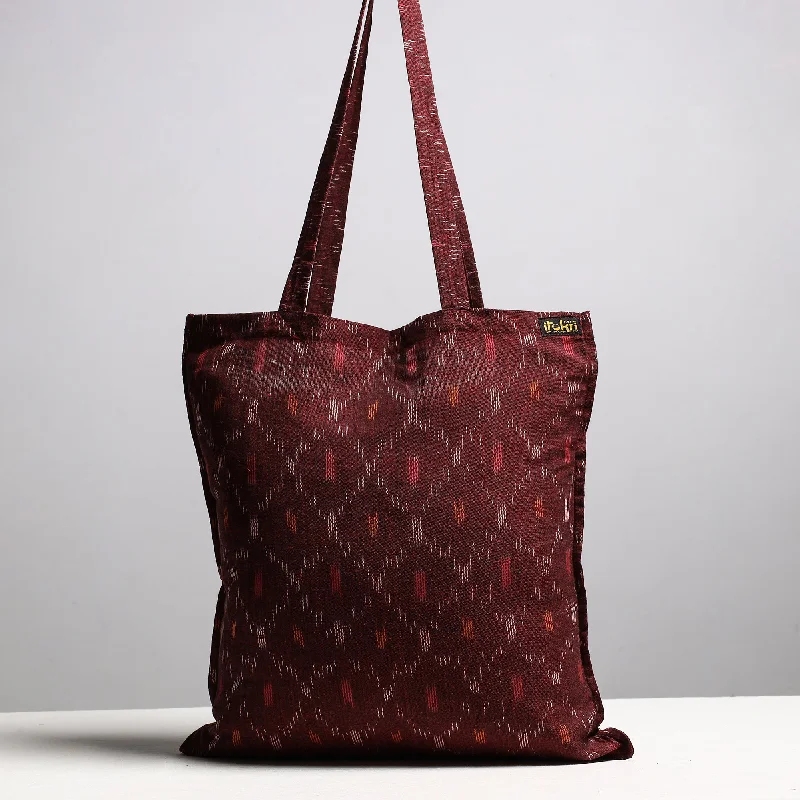 Stylish Yet Affordable Bags Brown - Handcrafted Pochampally Ikat Weave Cotton Jhola Bag Stylish Yet Affordable Bags Brown - Handcrafted Pochampally Ikat Weave Cotton Jhola Bag
