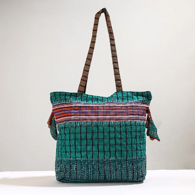 Inspired Bags For Luxury Fashion Lovers Green - Handmade Gamcha Fabric Kantha Work Tote Bag Inspired Bags For Luxury Fashion Lovers Green - Handmade Gamcha Fabric Kantha Work Tote Bag