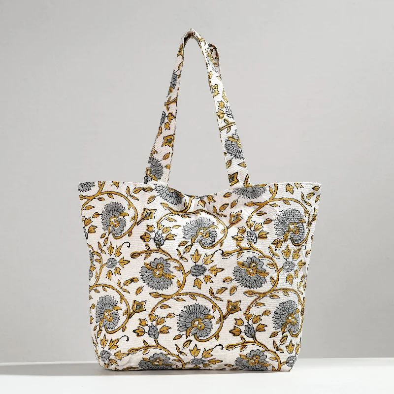Bags For College Students On A Budget White - Hand Block Printed Canvas Cotton Shoulder Bag Bags For College Students On A Budget White - Hand Block Printed Canvas Cotton Shoulder Bag