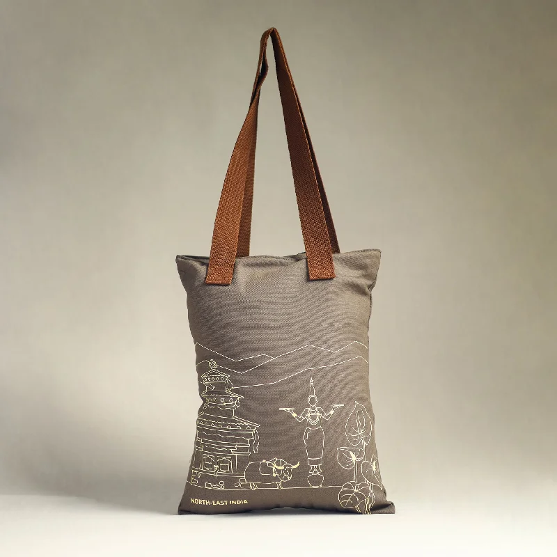 Luxurious Bags With Limited-Time Offers Brown - North-East India's Iconic Symbols Cotton Canvas Tote Bag Luxurious Bags With Limited-Time Offers Brown - North-East India's Iconic Symbols Cotton Canvas Tote Bag