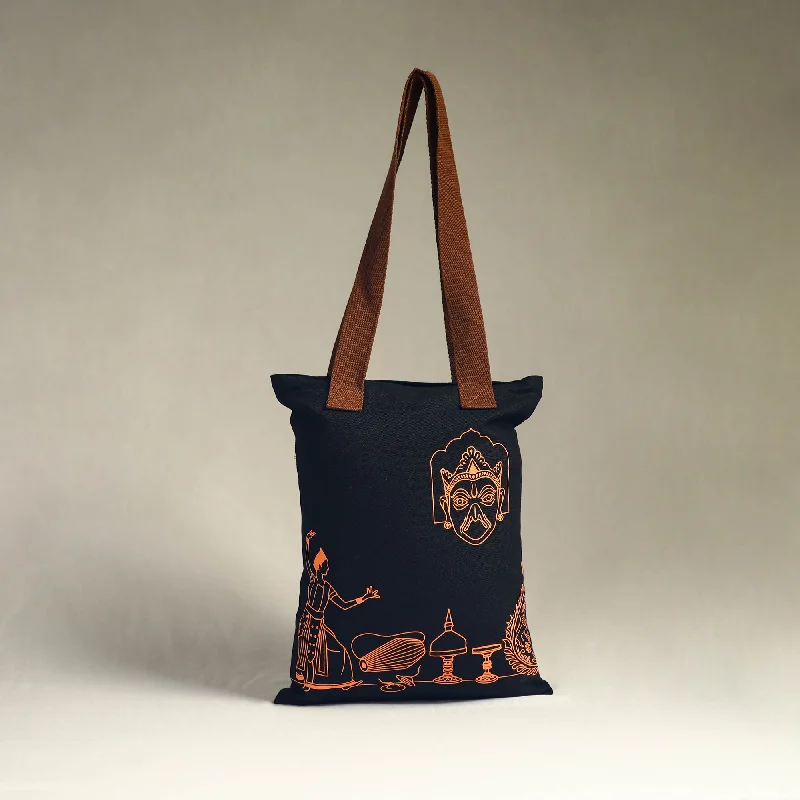 Odor-Resistant And Budget Bags Black - Assam's Popular Symbols Cotton Canvas Tote Bag Odor-Resistant And Budget Bags Black - Assam's Popular Symbols Cotton Canvas Tote Bag