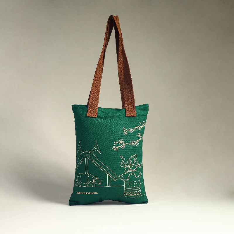 Bold And Flash-Sale Bags Green - North-East India's Iconic Symbols Cotton Canvas Tote Bag Bold And Flash-Sale Bags Green - North-East India's Iconic Symbols Cotton Canvas Tote Bag