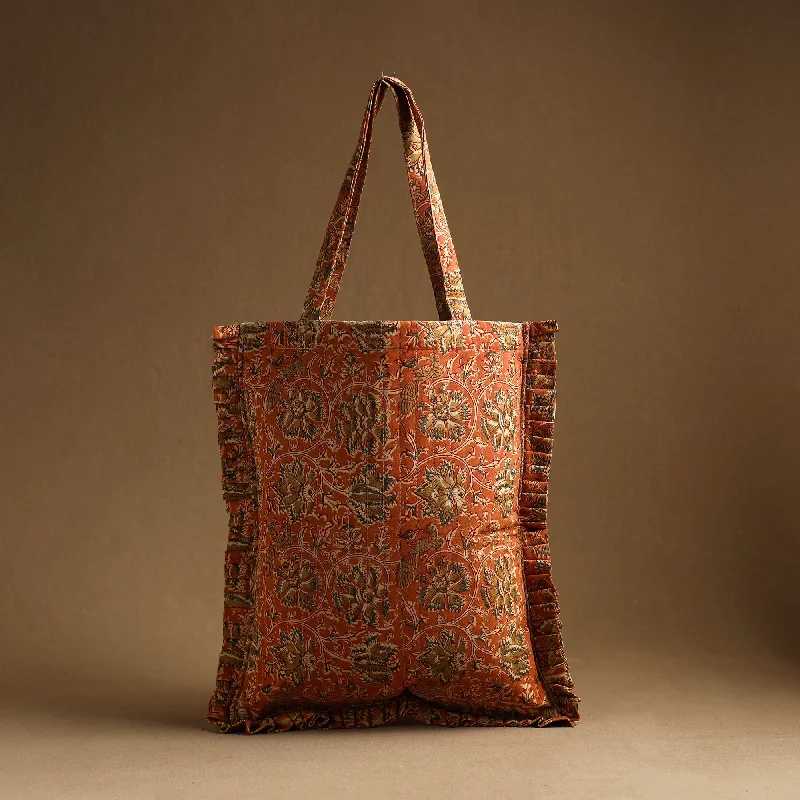 Sporty Bags For Active And Athletic Lifestyles Orange - Handcrafted Cotton Frill Jhola Bag 46 Sporty Bags For Active And Athletic Lifestyles Orange - Handcrafted Cotton Frill Jhola Bag 46