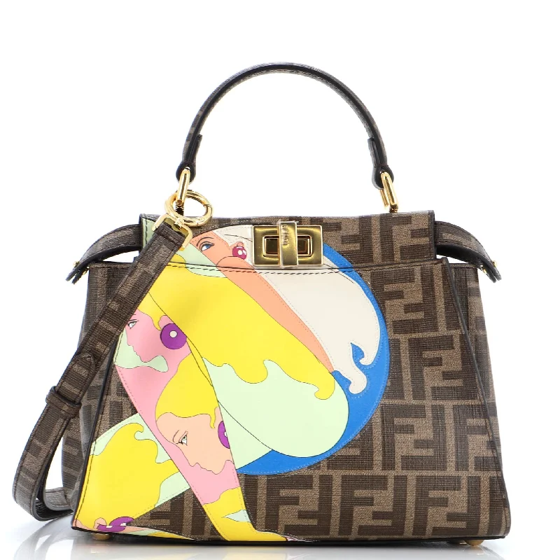 Functional Bags For Busy Moms And Dads Antonio Lopez Peekaboo Bag Zucca Coated Canvas with Printed Leather Inlay Mini Functional Bags For Busy Moms And Dads Antonio Lopez Peekaboo Bag Zucca Coated Canvas with Printed Leather Inlay Mini