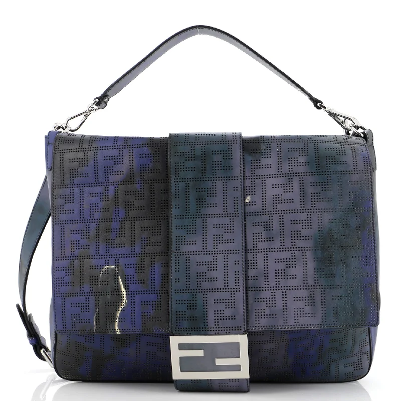 Stylish Bags For Fashion Influencers And Bloggers Baguette Messenger Bag Perforated Zucca Printed Leather Large Stylish Bags For Fashion Influencers And Bloggers Baguette Messenger Bag Perforated Zucca Printed Leather Large