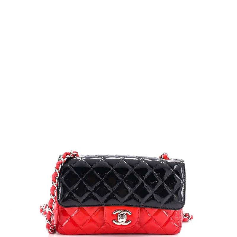 Limited-Time Offer On Trendy Bags Bicolor Classic Single Flap Bag Quilted Patent Mini Limited-Time Offer On Trendy Bags Bicolor Classic Single Flap Bag Quilted Patent Mini