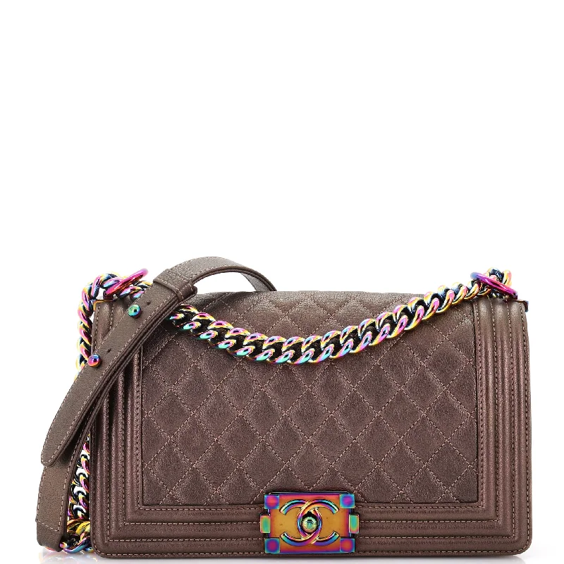 Designer Bags For Luxury Collectors Boy Flap Bag Quilted Iridescent Goatskin Old Medium Designer Bags For Luxury Collectors Boy Flap Bag Quilted Iridescent Goatskin Old Medium