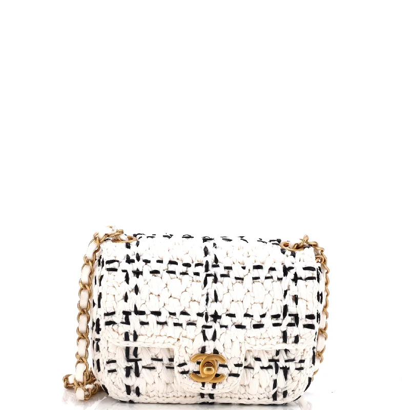 Romantic Valentine's Day Bags With Promotions CC Chain Flap Bag Tweed Effect Braided Raffia Mini Romantic Valentine's Day Bags With Promotions CC Chain Flap Bag Tweed Effect Braided Raffia Mini