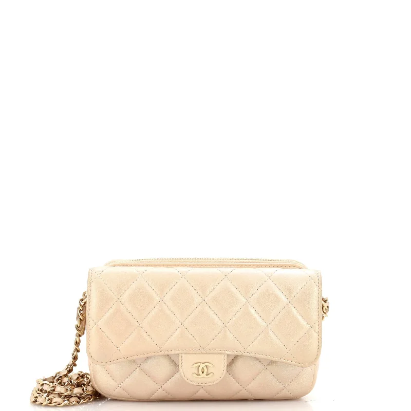 Affordable Bags For Budget Shoppers Classic Flap Phone Holder with Chain Quilted Lambskin Affordable Bags For Budget Shoppers Classic Flap Phone Holder with Chain Quilted Lambskin
